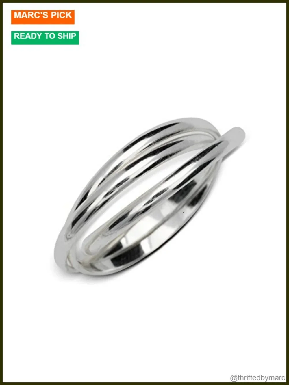 925 Sterling Silver Rolling Ring 6mm Intertwining Triple Band Russian Wedding